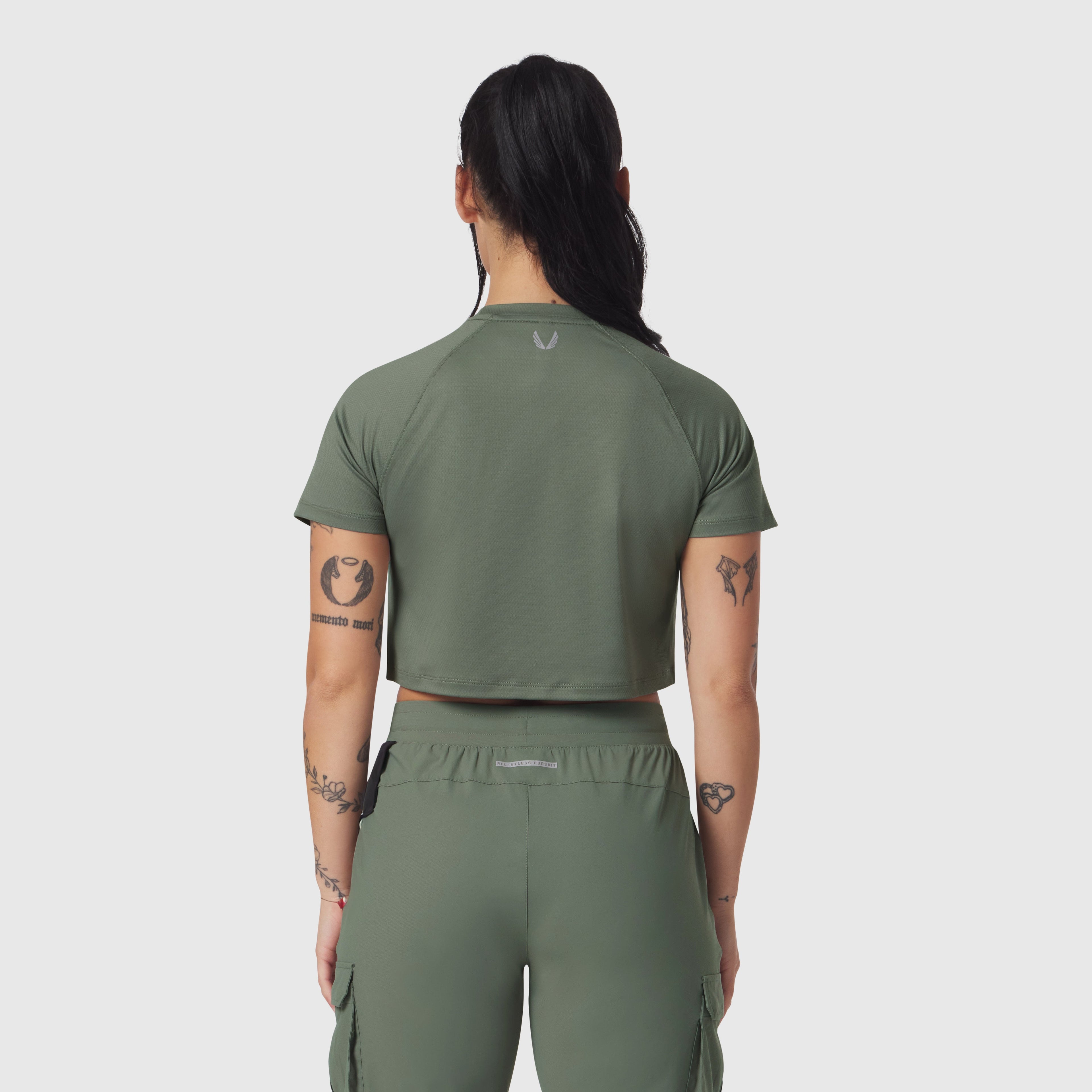 W018. AeroSilver® Cropped Tee - Sage