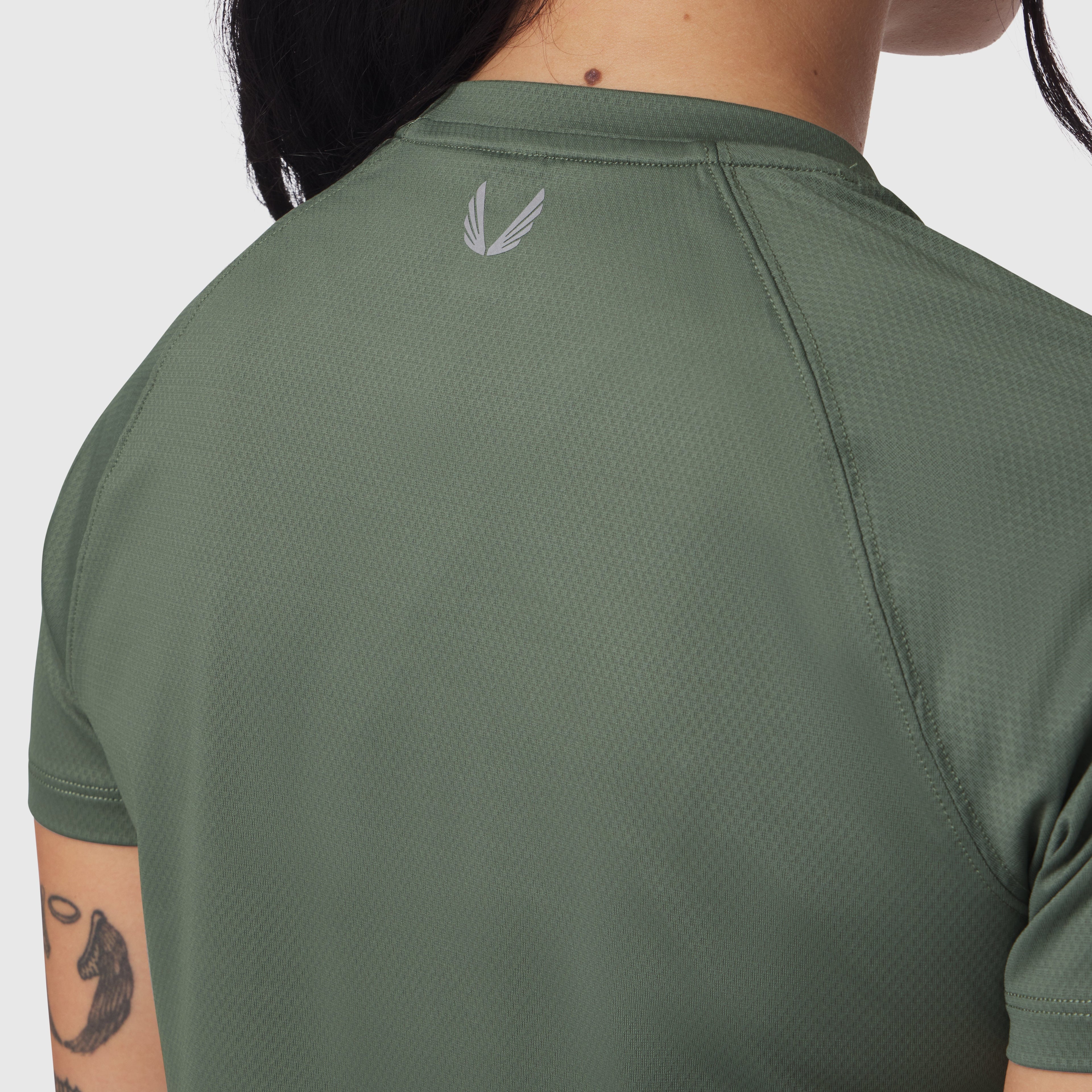 W018. AeroSilver® Cropped Tee - Sage