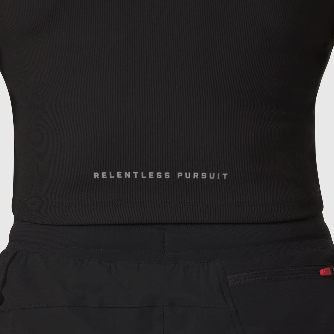 W023. LYCRA® Ribbed Mockneck Tank - Black