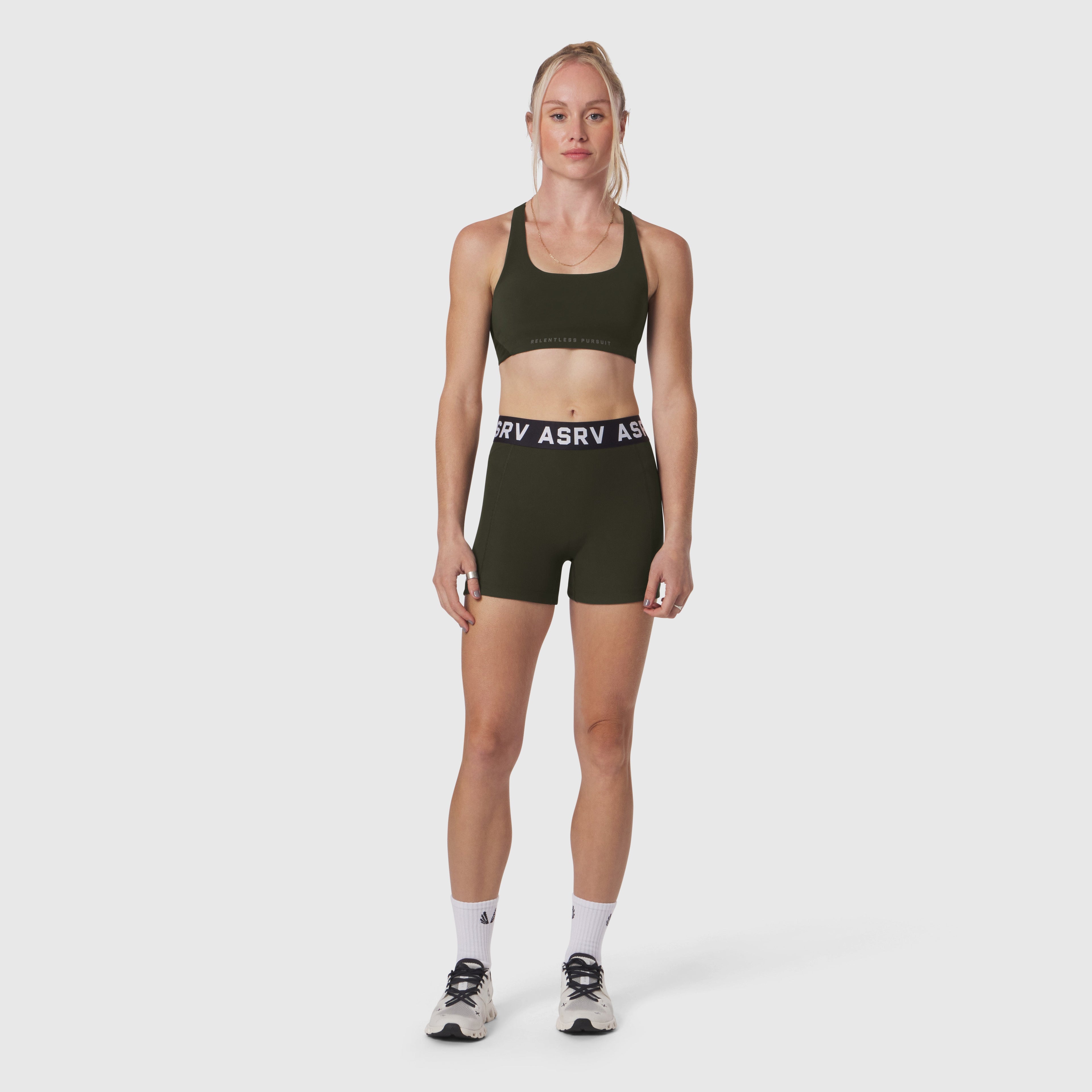 W027. LYCRA® Ribbed Short - Olive