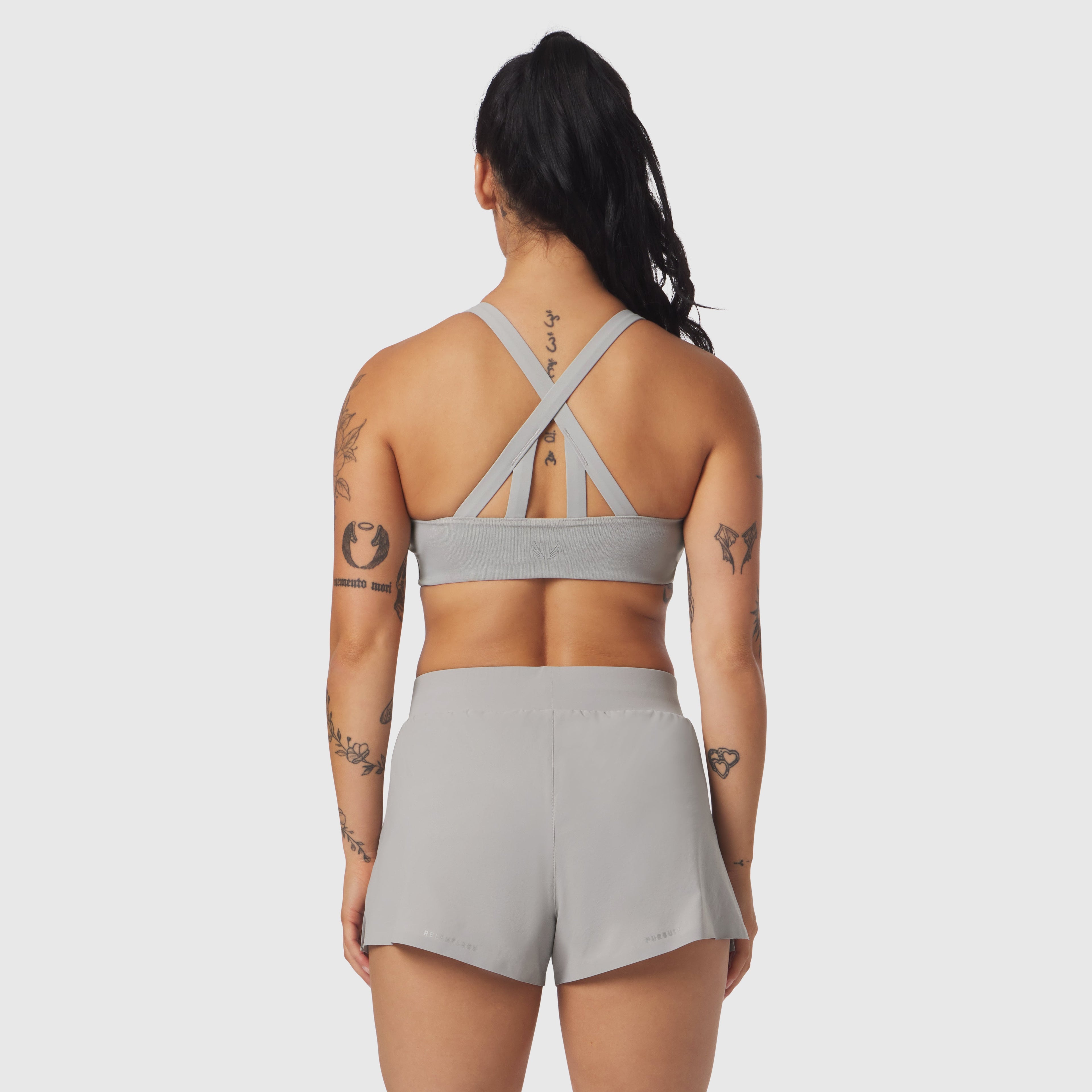 W039. LYCRA® Hybrid Sports Bra - Slate Grey