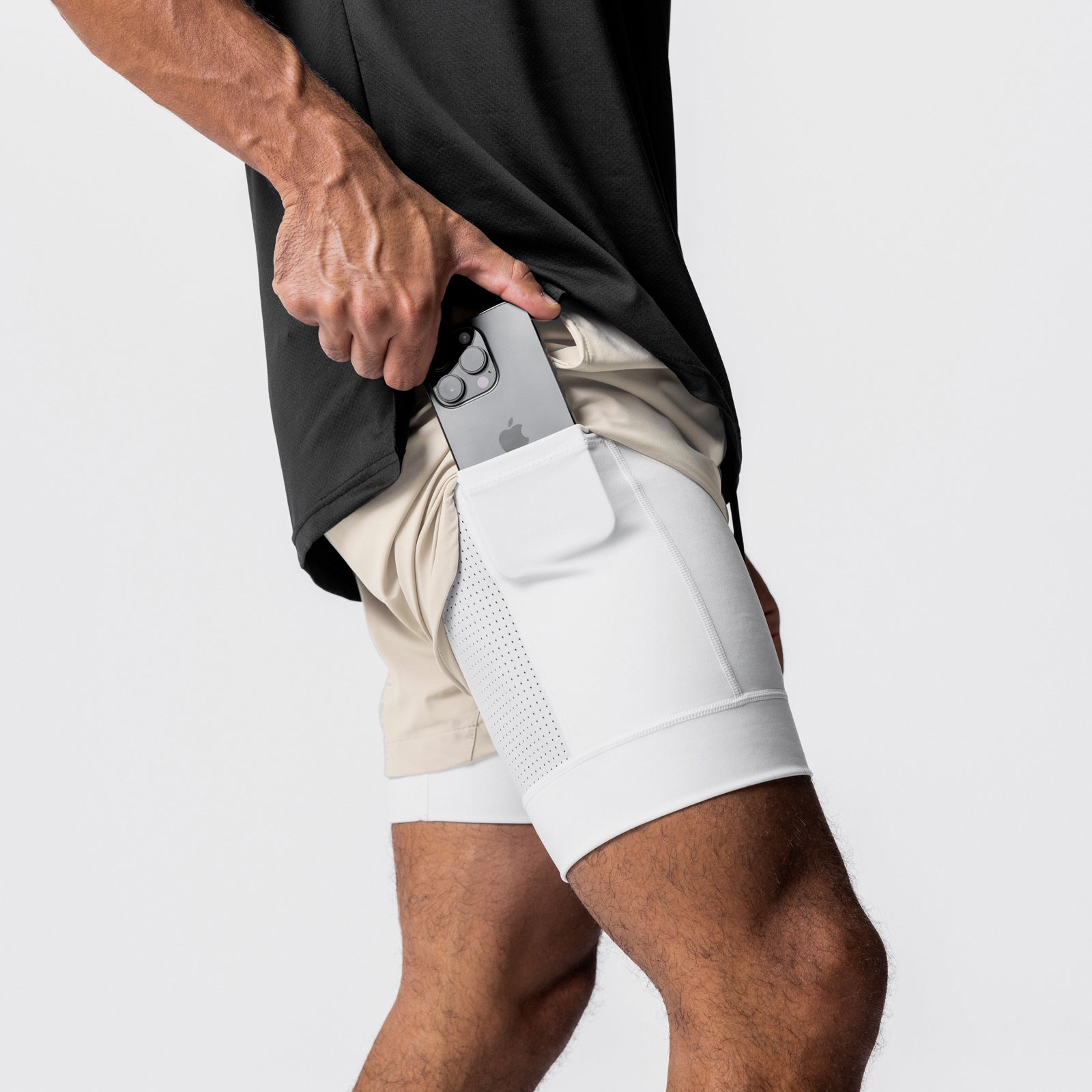 0622. Tetra-Lite® 5" Liner Short - Sand Smoke/White