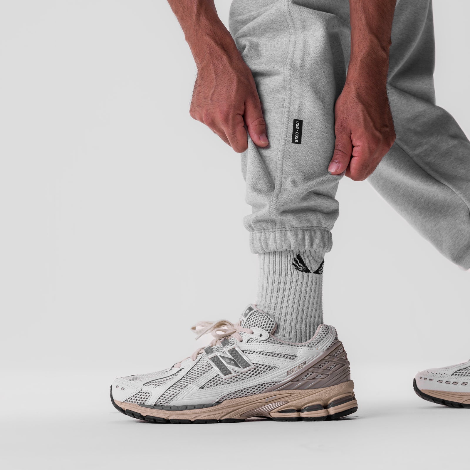 0655. Tech-Terry™ Oversized Sweats - Heather Grey "Stacked Wings"