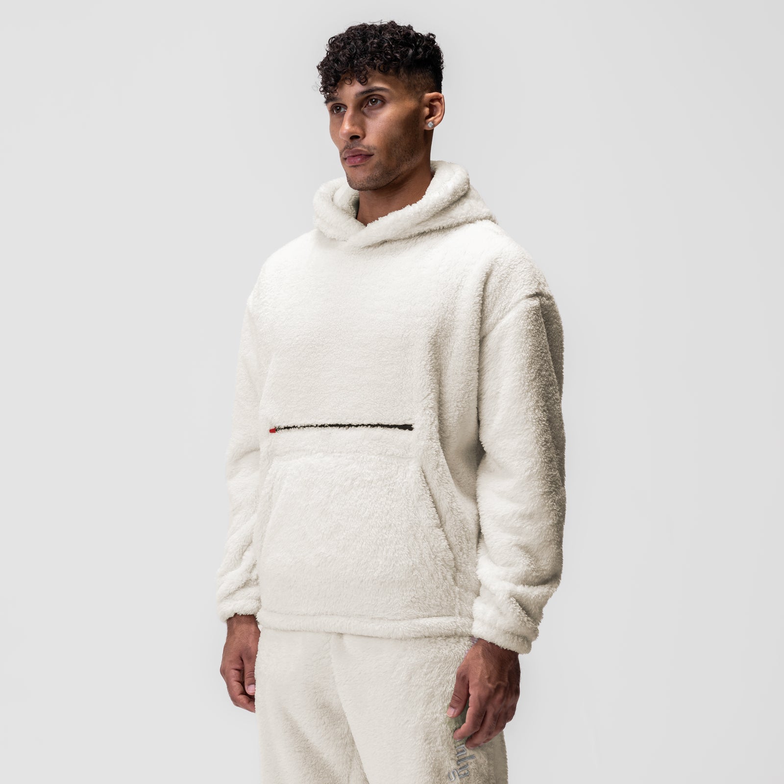 0553. Sherpa Recovery Hoodie - Ivory Cream/White