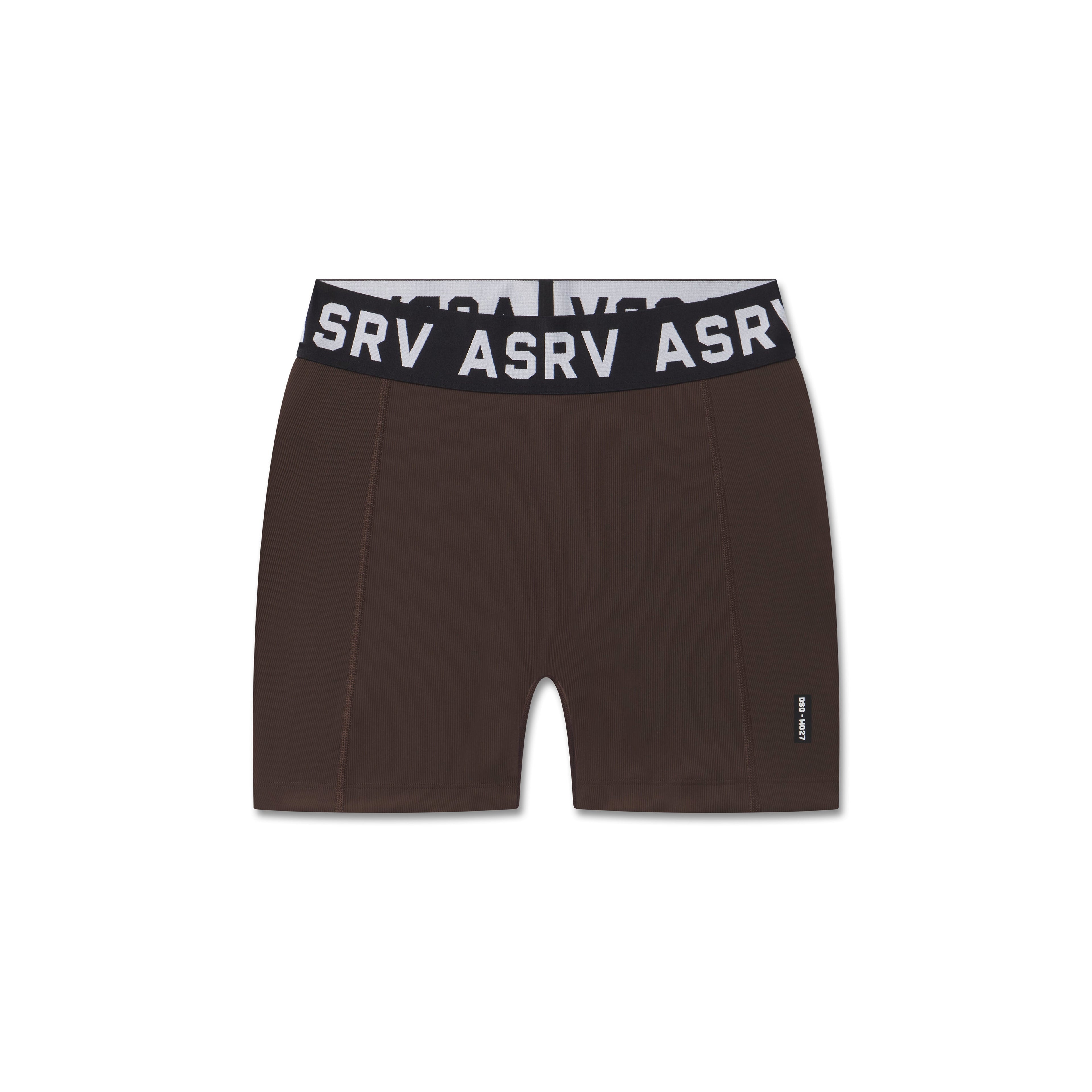 W027. LYCRA® Ribbed Short - Dark Earth