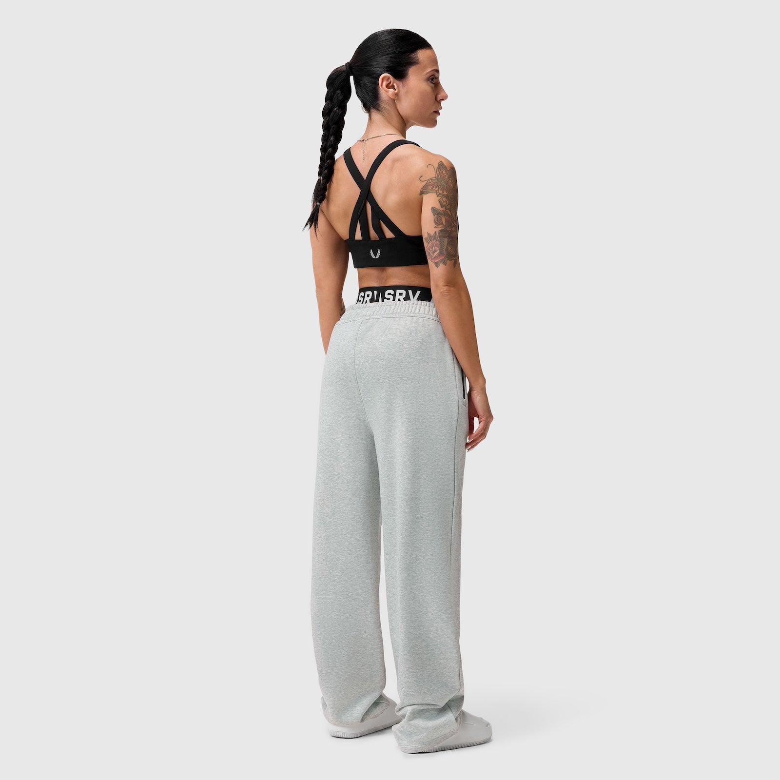 W034. Sorona® Terry Straight Leg Sweats - Heather Grey