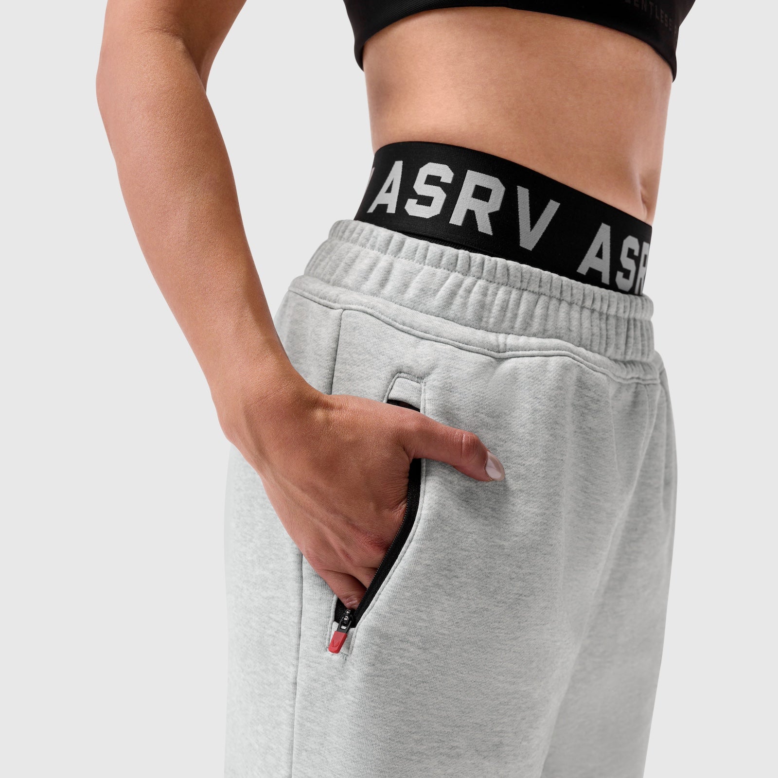 W034. Sorona® Terry Straight Leg Sweats - Heather Grey